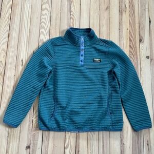 LL Bean Pullover Womens M Blue Snap Neck Quilted Fleece Sweater Jacket Outdoors